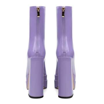 Buy DEMOSHINE Lavender Patent Platform Boots for Women