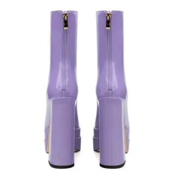Buy DEMOSHINE Lavender Patent Platform Boots for Women