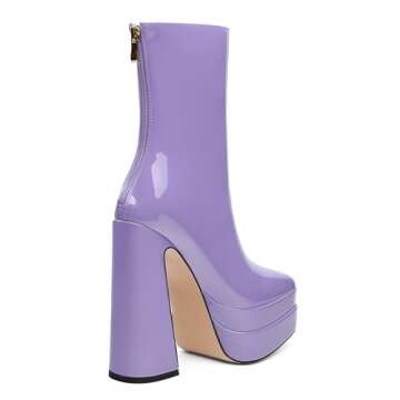 Buy DEMOSHINE Lavender Patent Platform Boots for Women