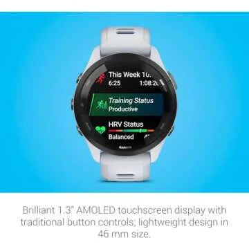 Garmin Forerunner 265 Running Smartwatch, Colorful AMOLED Display, Training Metrics and Recovery Insights, Whitestone and Tidal Blue (Renewed)