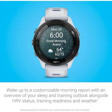 Garmin Forerunner 265 Running Smartwatch, Colorful AMOLED Display, Training Metrics and Recovery Insights, Whitestone and Tidal Blue (Renewed)