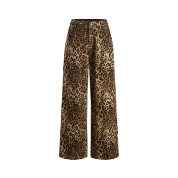 CIDER Leopard Print Denim Wide Leg Pants - Bold & Comfortable