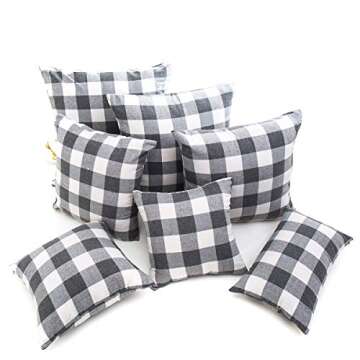 GreatforU Buffalo Check Plaids Throw Pillow Case Cushion Cover Holiday Decorative Home Decor Cotton Linen for Living Room Bedroom Sofa Couch Office Chair Car Cafe, 18 x 18 inch, 45 x 45cm, Set of 2