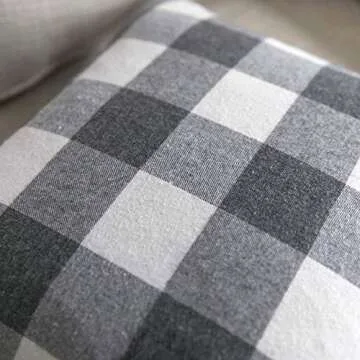 GreatforU Buffalo Check Plaids Throw Pillow Case Cushion Cover Holiday Decorative Home Decor Cotton Linen for Living Room Bedroom Sofa Couch Office Chair Car Cafe, 18 x 18 inch, 45 x 45cm, Set of 2