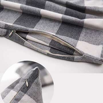 GreatforU Buffalo Check Plaids Throw Pillow Case Cushion Cover Holiday Decorative Home Decor Cotton Linen for Living Room Bedroom Sofa Couch Office Chair Car Cafe, 18 x 18 inch, 45 x 45cm, Set of 2