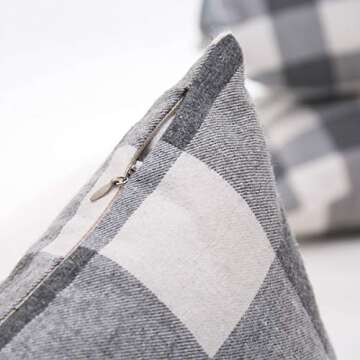 GreatforU Buffalo Check Plaids Throw Pillow Case Cushion Cover Holiday Decorative Home Decor Cotton Linen for Living Room Bedroom Sofa Couch Office Chair Car Cafe, 18 x 18 inch, 45 x 45cm, Set of 2