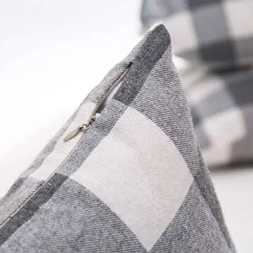 GreatforU Buffalo Check Plaids Throw Pillow Case Cushion Cover Holiday Decorative Home Decor Cotton Linen for Living Room Bedroom Sofa Couch Office Chair Car Cafe, 18 x 18 inch, 45 x 45cm, Set of 2