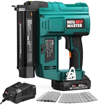 NEU MASTER Nail Gun Battery Powered, 18 Gauge 2 in 1 Cordless Brad Nailer/Staple Gun with 2.0Ah Li-i...