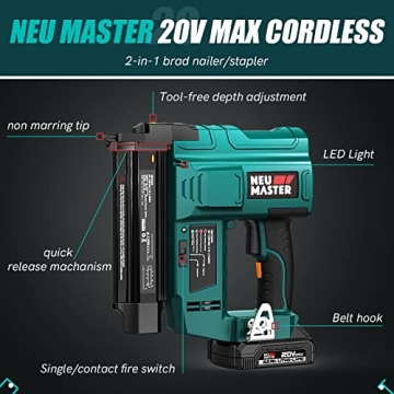 NEU MASTER 18 Gauge Cordless Nail Gun & Stapler