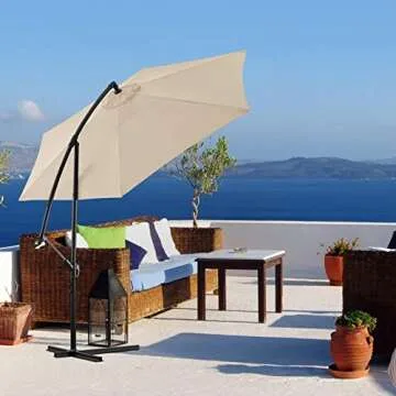 TUKAILAi 10ft Cantilever Patio Umbrella, Offset Hanging Outdoor Table Umbrella with Tilt Crank, 6 St...
