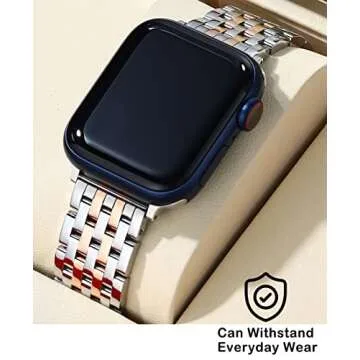 Elegant Stainless Steel Watch Bands for Apple Watch Women 40mm 41mm 42mm 44mm 45mm 46mm in Silver an...