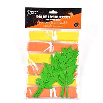PAPER JAZZ Day of Dead Dia DE Los Muertos Marigold Pompom Flower Offer Rack Swirl Glitter mask Party Supplies Pack (Marigold)