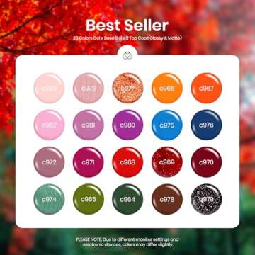 Beetles Spring Gel Nail Polish Set,23 pcs Green Brown Burgundy Purple Blue Pink Gel Polish Set DIY H...