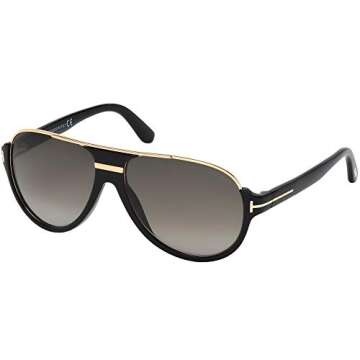 Tom Ford Classic Rectangular Sunglasses - Stylish Black Frame with Green Lenses