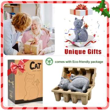 Nacome Solar Cat Outdoor Statues for Garden: Outside Decor with Butterfly Clearance for Yard Art Law...