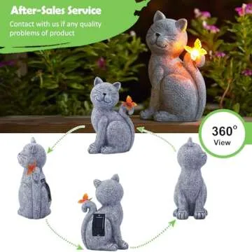 Nacome Solar Cat Statue Eco-Friendly Garden Decor