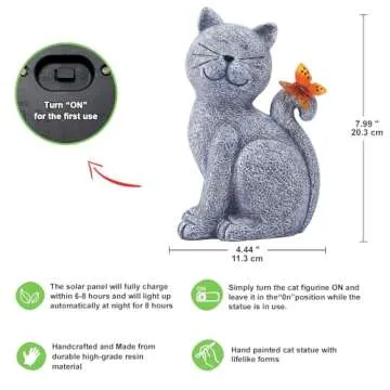 Nacome Solar Cat Statue Eco-Friendly Garden Decor