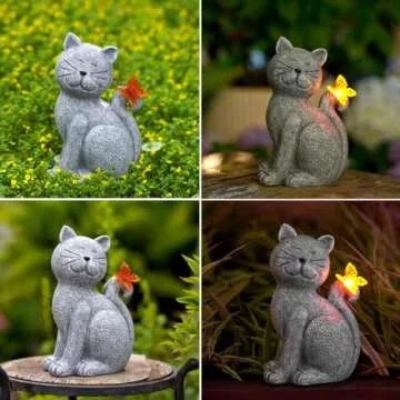 Nacome Solar Cat Statue Eco-Friendly Garden Decor