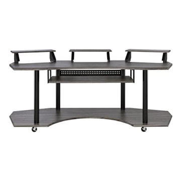 Acme Eleazar Wooden 4-Shelf Music Recording Studio Desk in Black Oak