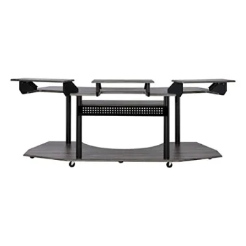 Acme Eleazar Wooden 4-Shelf Music Recording Studio Desk in Black Oak