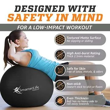 SmarterLife Exercise Ball for Fitness, Balance and Stability