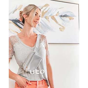 UTO Fanny Pack for Women Crossbody Trendy Fashion Belt Purse Chest Waist Hip Bumbag for Outdoor Shopping Travel Hiking
