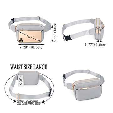 UTO Fanny Pack for Women Crossbody Trendy Fashion Belt Purse Chest Waist Hip Bumbag for Outdoor Shopping Travel Hiking