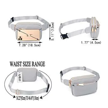 UTO Fanny Pack for Women Crossbody Trendy Fashion Belt Purse Chest Waist Hip Bumbag for Outdoor Shopping Travel Hiking