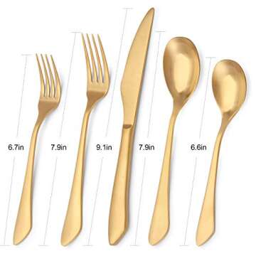 Matte Gold Silverware Set, 20-Piece Stainless Steel Flatware Set, Kitchen Utensil Set Service for 4,...