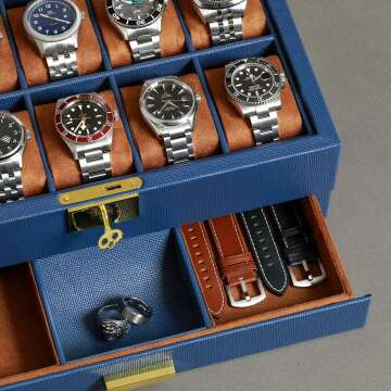 Luxury Rothwell 10-Slot Watch Box with Valet Drawer