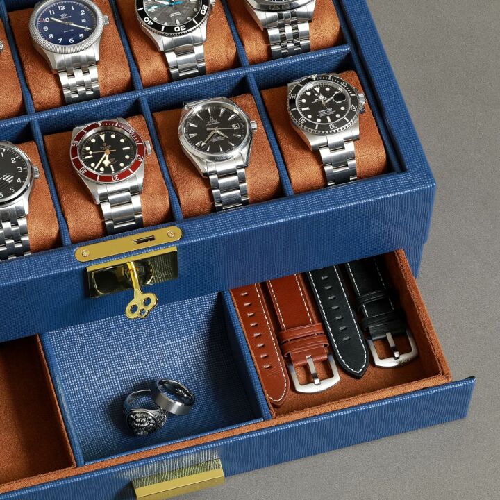 Luxury Rothwell 10-Slot Watch Box with Valet Drawer