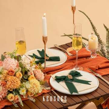 KEOSREE 3 Rolls Dark Green Handmade Chiffon Ribbon,1.5" x 21Yd Frayed Fringe Silk Ribbons (3 Rolls *7Yd) for Gifts Wrapping, Wedding Invitations, Bridal Bouquets, Decorations