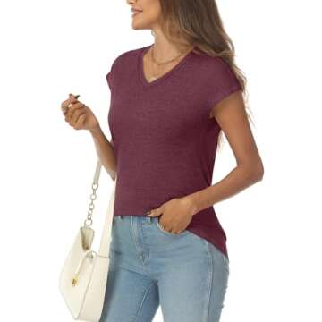 AUTOMET Womens V Neck Cap Sleeve Tshirts Casual Tops Cute T Shirts Summer Clothes Vintage Basics Tee...