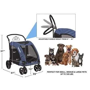 Vergo Blue Pet Stroller Wagon for Dogs and Other Pets