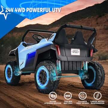 Joywhale 24V 2 Seater Kids Ride on UTV Car Powerful Electric Vehicle, with 4x75W Strong Motors, Big ...