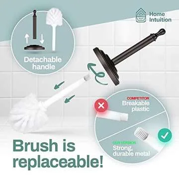 Home Intuition Toilet Brush & Holder Set, Bathroom Bowl Scrubber with Holder (2 Pack, Bronze)