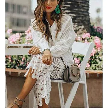 BEST LADY Statement Beaded Hoop Earrings - Fashion Bohemian Handmade Whimsical Drop Earrings for Women Jewelry, Idear Gifts for Mom, Sisters and Friends (Green)