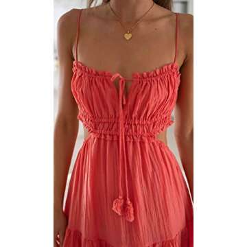 Leyajedol Women Y2k Bodycon Long Dress Spaghetti Strap Low Cut Dress Casual Backless Flowy Maxi Dress Sexy Clubwear Z-red