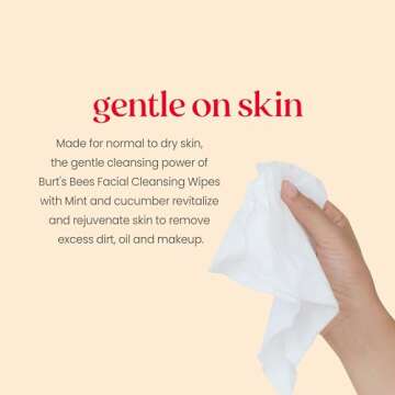 Burt's Bees Cucumber & Mint Face Wipes, for All Skin Types, Refreshing Makeup Remover & Facial Cleansing Towelettes, 30 Ct. (3-Pack)
