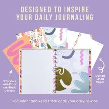 Happy Planner Daily Notebook for Office, School, or Journaling, Disc-Bound Dot-Grid and Dot-Lined Notebook, Canyon Modern Theme, Big Size, 60 Lined Paper Sheets, 3 Dividers, 8 1/2" x 11"