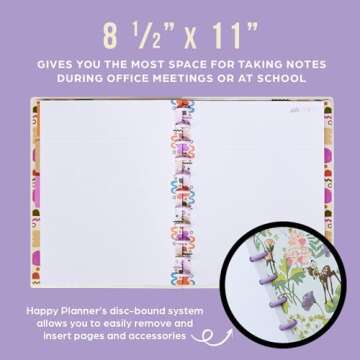 Happy Planner Daily Notebook for Office, School, or Journaling, Disc-Bound Dot-Grid and Dot-Lined Notebook, Canyon Modern Theme, Big Size, 60 Lined Paper Sheets, 3 Dividers, 8 1/2" x 11"