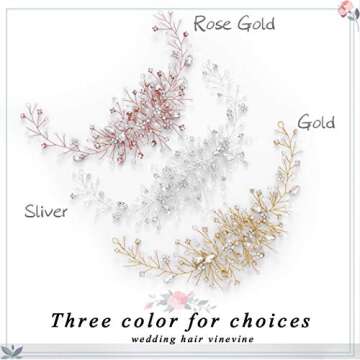Unicra Bride Flower Wedding Hair Vine Crystal Bridal Hair Piece Rhinestone Party Hair Accessories Le...