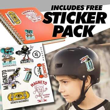 Magneto Complete Skateboard | 27.5" x 7.5" | 6-Layer Canadian Maple Double Kick Concave Deck | Skate...