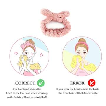 AUEAR Microfiber Bowtie Headbands for Women - 3 Pack for Spa, Yoga & Makeup