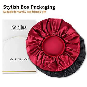 Kenllas Silk Satin Bonnets - 2 Large Hair Caps for Women
