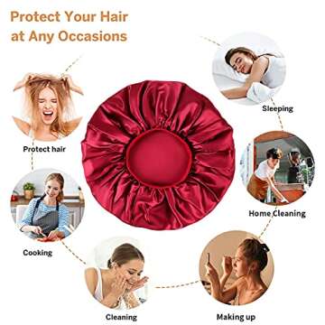 Kenllas Silk Satin Bonnets - 2 Large Hair Caps for Women