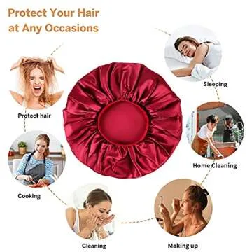 Kenllas Silk Satin Bonnets - 2 Large Hair Caps for Women