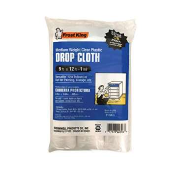 Frost King P115R/3 Clear Polyethylene Drop Cloths (3 Pack), 9' x 12' x 1Mil, 3 count (Pack of 1)