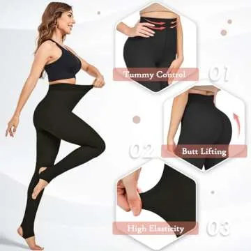 KBVOT Fleece Lined Tights Women Sheer Fake Translucent Winter Thermal Pantyhose Opaque Warm Thick High Waist Leggings Solid Stirrup L