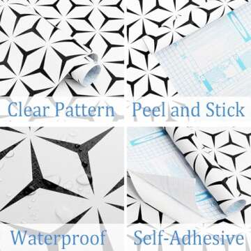 Heroad Wall Paper Peel and Stick Modern Black and White Wallpaper Peel and Stick Boho Geometric Cont...